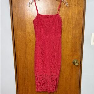 Express Vibrant Red Lace Midi Dress - size 0